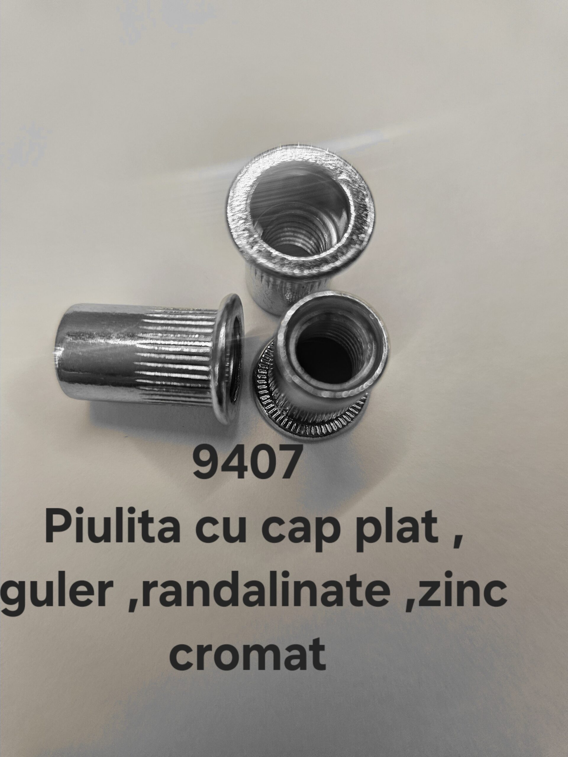 piulita cu cap plat guler/randalinata zinc cromat